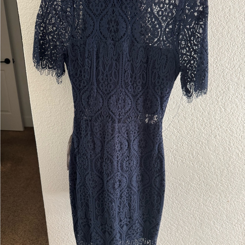 Lulu's Remarkable Navy Blue Lace Dress